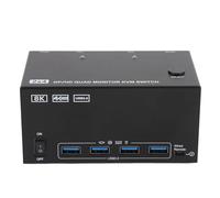 Tangxi Switch Kvm, 4 Monitor 2 Computer DP 1.4 HD 2.1 8K 60Hz 4K 144Hz con 4 Porte USB 3.0 DisplayPort Multimediale Ad Alta Definizione, per OS X Linux Computer (Spina Europea)