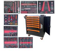 TANIASHOP Carrello da Officina Portattrezzi con 7 Cassetti Pieni con 264 Pezzi + Vano Laterale Carrello Portautensili Cassettiera Completa 2 Ruote Girevoli con Freno per Garage, Officina, Casa