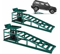 TANIASHOP Set 2 Rampe Carrabili con Martinetto Idraulico Auto Max 3000Kg Regolabili Sollevamento 305-370 mm Piattaforma Antiscivolo per Manutenzione Auto Furgoni Officina