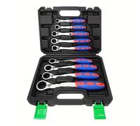 TANIASHOP Set 9PZ Chiavi a Cricchetto da 8 a 22mm 72 Denti Reversibile Manico Antiscivolo inclinazione di 15° per spazi ristretti Ideale per officine, meccanici, manutentori e per l’uso domestico