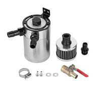 Tanica di raccolta olio universale in lega di alluminio, serbatoio olio per auto con filtro inossidabile, kit di accessori a 2 porte per prestazioni del motore migliorate, (Argento)