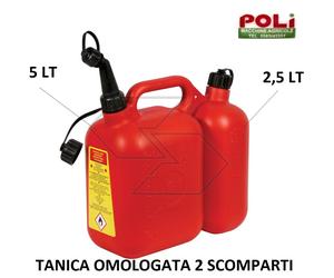 TANICA DOPPIA A 2 SCOMPARTI OMOLOGATA PER OLIO 2,5 LT E BENZINA 5 LT RESISTENTE