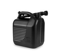 Tanica per benzina da 10 l, con bocchettone di riempimento, tappo a vite, valvola di sfiato, plastica, nero, approvato ADR/RID/IMDG/IATA, per sostanze altamente infiammabili, tossiche e corrosive,