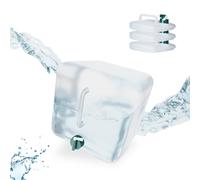 Relaxdays Tanica da Campeggio Pieghevole, Set da 4, Recipienti con Rubinetto, Senza BPA, 15 Litri, Trasparente Verde, Gommapiuma