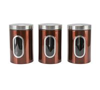 Tanister per alimenti in acciaio inossidabile in acciaio inossidabile in stile Nordic Set di contenitori cucine per cereali per cereali merci asciutte da tè moderno organizzazione (3pc marroni)