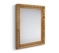 Tana - Specchio da parete rettangolare, con cornice in legno, 55 x 70 cm, colore: Oro