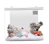 Tank di pesce betta 1,3 galloni kit di avviamento per acquario piccolo con filtro a 3 strati ＆ luce a LED, serbatoio di pesce desktop con sistema di auto -pulizia decorazione per la casa, bianco