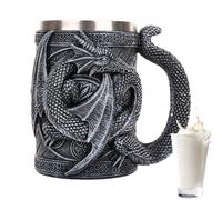 Tankard di birra medievale 3d - Coppa di draghi in acciaio inossidabile | Tazza di caffè gotica per fiera del rinascimento, festa pirata, bevande fantasy, regalo da collezione di novità per uomini che