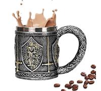 Tankard Knight Tankard - Tazza Di Caffè In Stile Medievale, Birra Fantasy Stein | Design Della Nave Da Bere Isolati A Mano, Tazza Di Guerriero Gotico Rustico Da 450 Ml Con Maniglia Per Da Tè