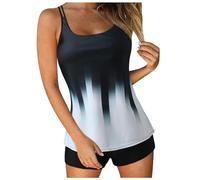 Tankini Costumi da bagno per le donne 2024 estate due pezzi costumi da bagno stampa fionda canotta da bagno con pantaloncini da spiaggia costumi da bagno camicia da bagno donna modello, bianco, XXL