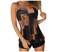 Tankini Costumi da bagno per le donne 2024 estate due pezzi costumi da bagno stampa fionda canotta da bagno con pantaloncini costumi da bagno da spiaggia costumi da bagno per le donne, Caff, M