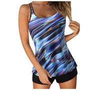 Tankini Costumi da bagno per le donne 2024 estate due pezzi costumi da bagno stampa fionda canotta da bagno con pantaloncini da spiaggia costumi da bagno camicia da bagno donna modello, Viola, XXL