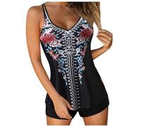 Tankini Costumi da bagno per le donne 2024 estate due pezzi costumi da bagno stampa fionda canotta da bagno con pantaloncini da spiaggia costumi da bagno camicia da bagno donna modello, Rosso, S
