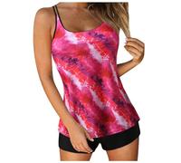 Tankini Costumi da bagno per le donne 2024 estate due pezzi costumi da bagno stampa fionda canotta da bagno con pantaloncini costumi da bagno da spiaggia costumi da bagno per le donne, rosa, M