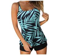 Tankini Costumi da bagno per le donne 2024 estate due pezzi costumi da bagno stampa fionda canotta da bagno con pantaloncini da spiaggia costumi da bagno camicia da bagno donna modello, Blu, XXL