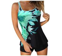 Tankini Costumi da bagno per le donne 2024 estate due pezzi costumi da bagno stampa fionda canotta da bagno con pantaloncini costumi da bagno da spiaggia costumi da bagno per le donne, Verde menta