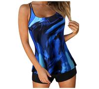 Tankini Costumi da bagno per le donne 2024 estate due pezzi costumi da bagno stampa fionda canotta da bagno con pantaloncini costumi da bagno da spiaggia costumi da bagno per le donne, Blu scuro, S