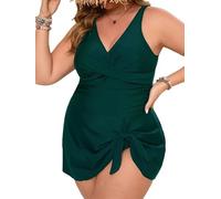 Tankini da donna Plus Size Criss Cross Conservative One Piece - Costume da bagno con controllo della pancia, EN8, 5XL