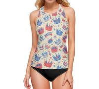 Tankini da donna top controllo pancia costume da bagno top Union Jack corona bandiera colore 4 luglio giorno dell'indipendenza, Bandiera della Corona Union Jack Colore 4 luglio Giorno