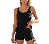 Tankini Donna Mare Curvy Colletto a U Tankini Donna Mare Curvy Set Regolabili Spaghetti Costume da Bagno Cravatta Laterale Pugili con Pantaloncino per Mare Spiaggia Piscina