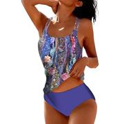 Tankini Donna Mare Curvy Costume da Bagno con Slip Costumi Mare Due Pezzi Firmati Trend 2025 Stampa Floreale Costume Tankini Sexy Contenitivo Taglie Forti Vita Alta Costumi Piscina Swimwear Beachwear