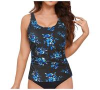 Tankini - Top da bagno da donna a vita alta, con vita alta, tankini taglie forti, con copertura gonna 50 + set bikini costume da bagno costume da bagno nuoto sportivo, 12-cielo Blu, XXL