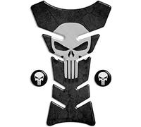 Tankpad - Serbatoio di protezione per serbatoio Pad compatibile etichette 3D compatibili "The Punisher" - Serbatoio della Moto e la protezione della vernice universale più 2 scudi regalo