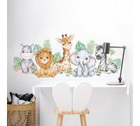 Tanlaby Animali Della Foresta Adesivi Murali Leone Elefante Zebra Sticker Murali Autoadesivo Rimovibile Adesivi da Parete per Bambini Camera Letto Stanza Della Scuola Materna Decorazione Murale