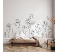 Tanlaby Fiori da Giardino Adesivi da Parete Bianco Nero Piante Adesivi Murali Rose Margherite Decorazione Murale per Ragazze Camera da Letto Soggiorno Ufficio TV Divano Sfondo