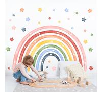 Tanlaby Grande Arcobaleno Adesivi Murali 143x110cm Stelle Colorate Adesivo da Parete Autoadesiva da Attaccare Decorazione Murale per Bambini Ragazzi e Ragazze Camera da Letto Stanza Della Scuola