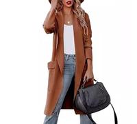TANMESSO Cardigan lungo da donna 2025 autunno maglione casual oversize lavorato a maglia aperto sul davanti giacca cappotto abiti alla moda, Cammello, S