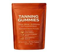 Tanning Gummies For Women, 2026 Tanning Gummies Fast Tan Without Sun,Astaxanthin,Beta Carotene & Lycopene Blend with Vitamins C & E, Enhancing Natural Skin Tone, 60 Counts (1 pcs)