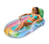 Tanning Pool Float Lounge Chair - Thickened Water Raft Bed With Cup Holders