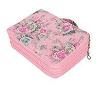 Tannone a matita multi -strato stampato 252 slot con cerniera di grande capacità di tessuto impermeabile liscio e resistente organizza facilmente tutti i tipi di gomme da gomma da (Rose Foundation)