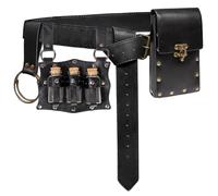 Tannone della cintura rinascimentale, busta a cinghia medievale in pelle vintage regolabile con bottiglie di pozione per il Rinascimento del costume di Halloween.