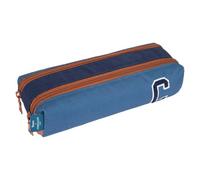 Tann's - Astuccio doppio Clemente blu - Ricami ciclismo chic - Tote scolastica ragazzo 2 scomparti - Tutte le classi