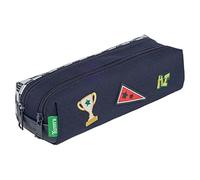 Tann's - Astuccio doppio Le fantasie Matheo Blu - Stampato Scacchiera BMX - Borsa scolastica ragazzo 2 scomparti - Tutte le classi, blu, 23 x 6 x 9 cm, Retro