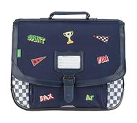 Tann's - Cartella 38 cm Le fantasie Matheo Blu - Stampa a scacchi e ricami BMX - Cartella scolastica ragazzo 2 soffietti - CP CE1 CE2, blu, 38 x 31 x 15 cm