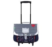 Tann's - Cartella con ruote 38 cm Emilie Blue - Stampa Cuori e dettagli argentati - Cartella Trolley Ragazza 2 Soffietti - CP CE1 CE2