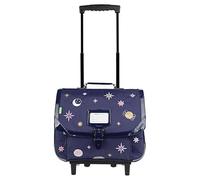 Tann's - Cartella con ruote 38 cm Louna Bleu - Ricami stelle lucide - Cartella Trolley Ragazza 2 Soffietti - CP CE1 CE2, blu, 38 x 37 x 20 cm