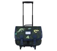 Tann's - Cartella con ruote, 41 cm, motivo: Timoteo, colore: cachi - Ricami Dinosauri - Cartella trolley ragazzo 2 soffietti - CE2 CM1 CM2, verde, 41 x 33 x 17 cm, Classico