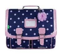 Tann's - Cartella Romy Marine 41 cm - Stampa a pois, ganse rosa glitterata e pompon in tulle - Cartella scolastica ragazza 2 soffietti - CE2 CM1 CM2