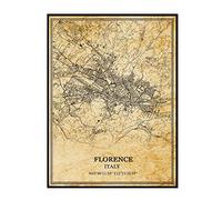 TANOKCRS Firenze Italia Vintage Mappa Poster Opera D'arte Wall Art City Road Map Stampa Viaggio Souvenir Regalo Home Decor Senza Cornice