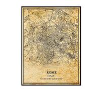 TANOKCRS Roma Italia Vintage Mappa Poster Opera D'arte Wall Art City Road Map Stampa Viaggio Souvenir Regalo Home Decor Senza Cornice