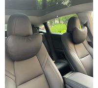 TANOLA TESBEAUTY - Cuscino poggiatesta per sedile Tesla, confezione da 2 pezzi, progettato appositamente per Tesla Model Y/3, cuscino di supporto per il collo in vera pelle nappa, cinturino visibile