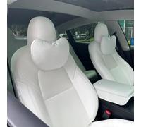 TANOLA TESBEAUTY - Cuscino poggiatesta per sedile Tesla, confezione da 2 pezzi, progettato appositamente per Tesla Model Y/3, cuscino di supporto per il collo in vera pelle nappa, cinturino visibile,