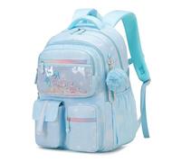 Tanou Zaino Elementari Bambina, 22 Litri Zaino Scuola Ergonomico per Bambine dalla Prima alla Quarta Elementare, Zaini Bimba Scuola Primaria di Fantasia con Ciondolo, Blu