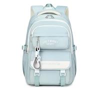 Tanou Zaino Ragazza Scuola Media e Superiore, Zaini Grande in Nylon per Ragazze Adolescenti, Zaino Casual Impermeabile per la Scuola Viaggio con Tasca Porta Pc, Blu