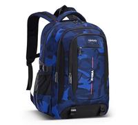 Tanou Zaino Scuola per Ragazzi, Zaino Media Ragazzo Traspirante e Confortevole, Zaini Casual Mimetico di Grande Capacità Buono per La Scuola e i Viaggi, Blu