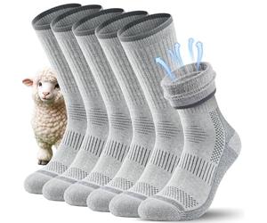 TANSTC Calze in Lana Merino, Calzini Invernali Classici, Traspiranti, per Uomo e Donna, Antiscivolo, Grigio 3 Paia, 43-46